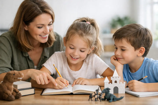 Kinder zum Geschichtenschreiben anleiten, KI generiert