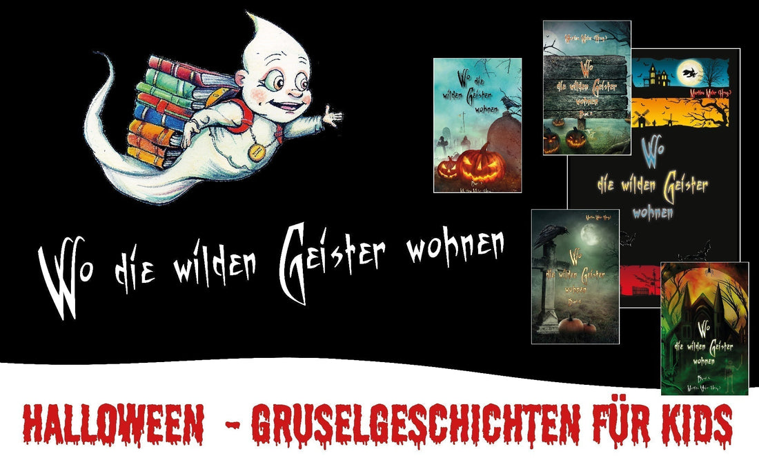 Buchcover-Werbebild der Buchreihe "Wo die wiilden Geister wohnen", Papierfresserchens MTM-Verlag