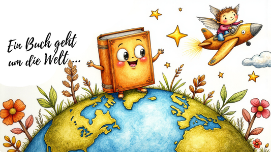 Buch auf Weltkugel Illustration, KI generiert