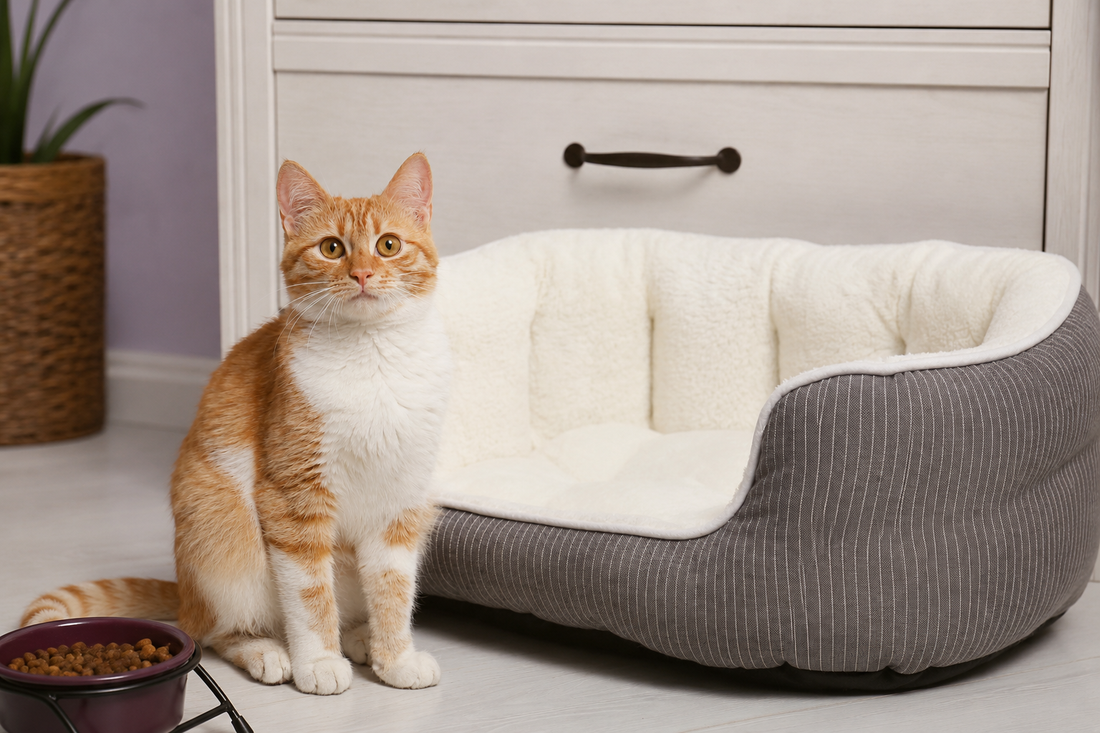 Katze und ihr Katzenbett, KI generiert