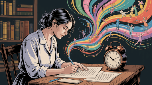 Illustration ki generiert, Frau schreibendam Schreibtisch