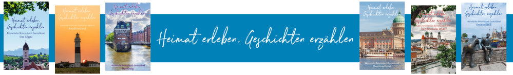 Logo für Buchreihe mit Buchcovern "Heimat erleben"