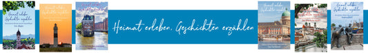 Logo für Buchreihe mit Buchcovern "Heimat erleben"