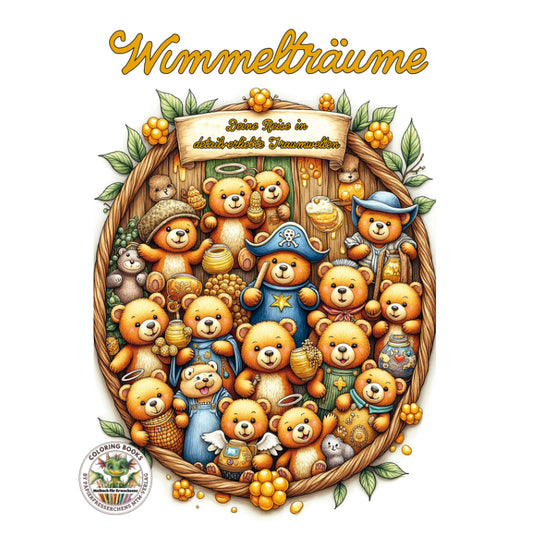 Cover des Malbuchs „Wimmelträume - Malbuch für Erwachsene“ – Papierfresserchens MTM-Verlag