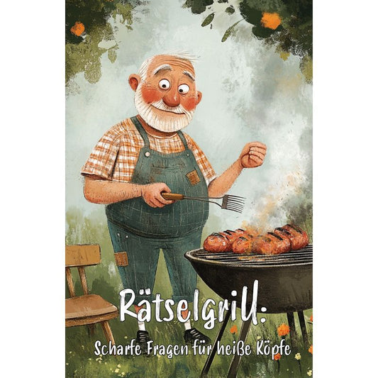 Cover des Rätselbuchs „Rätselgrill: Ultimatives Rätselbuch für echte Grillmeister - Griller“ – Papierfresserchens MTM-Verlag