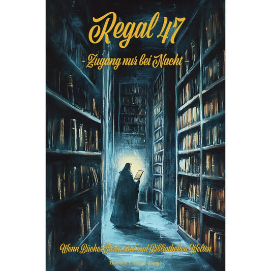 Cover des Fantasyromans „Regal 47 - Zugang nur bei Nacht - Buchgeschichten“ – Papierfresserchens MTM-Verlag