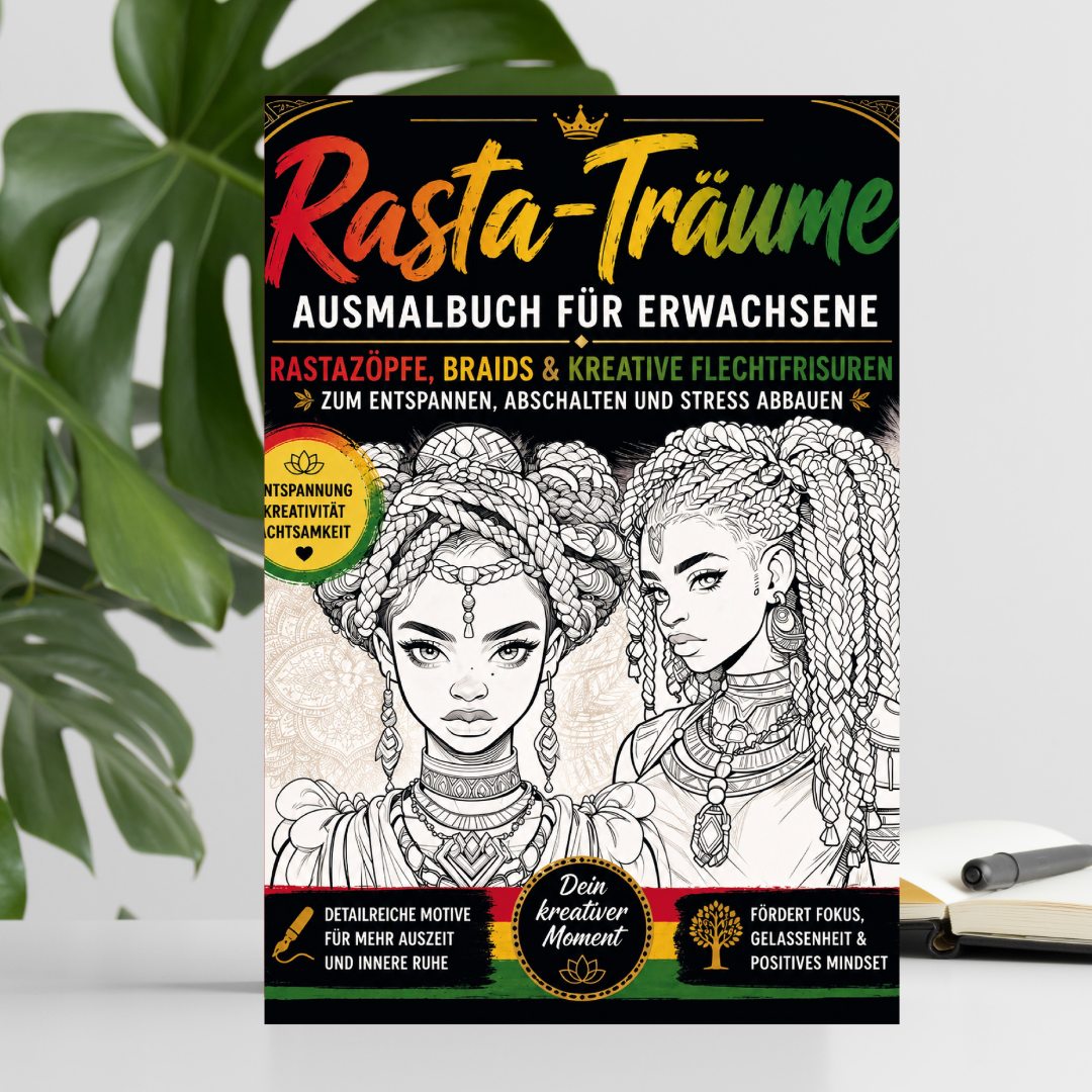 Rasta-Träume Malbuch für Erwachsene PDF: Rastazöpfe, Braids & kreative Flechtfrisuren