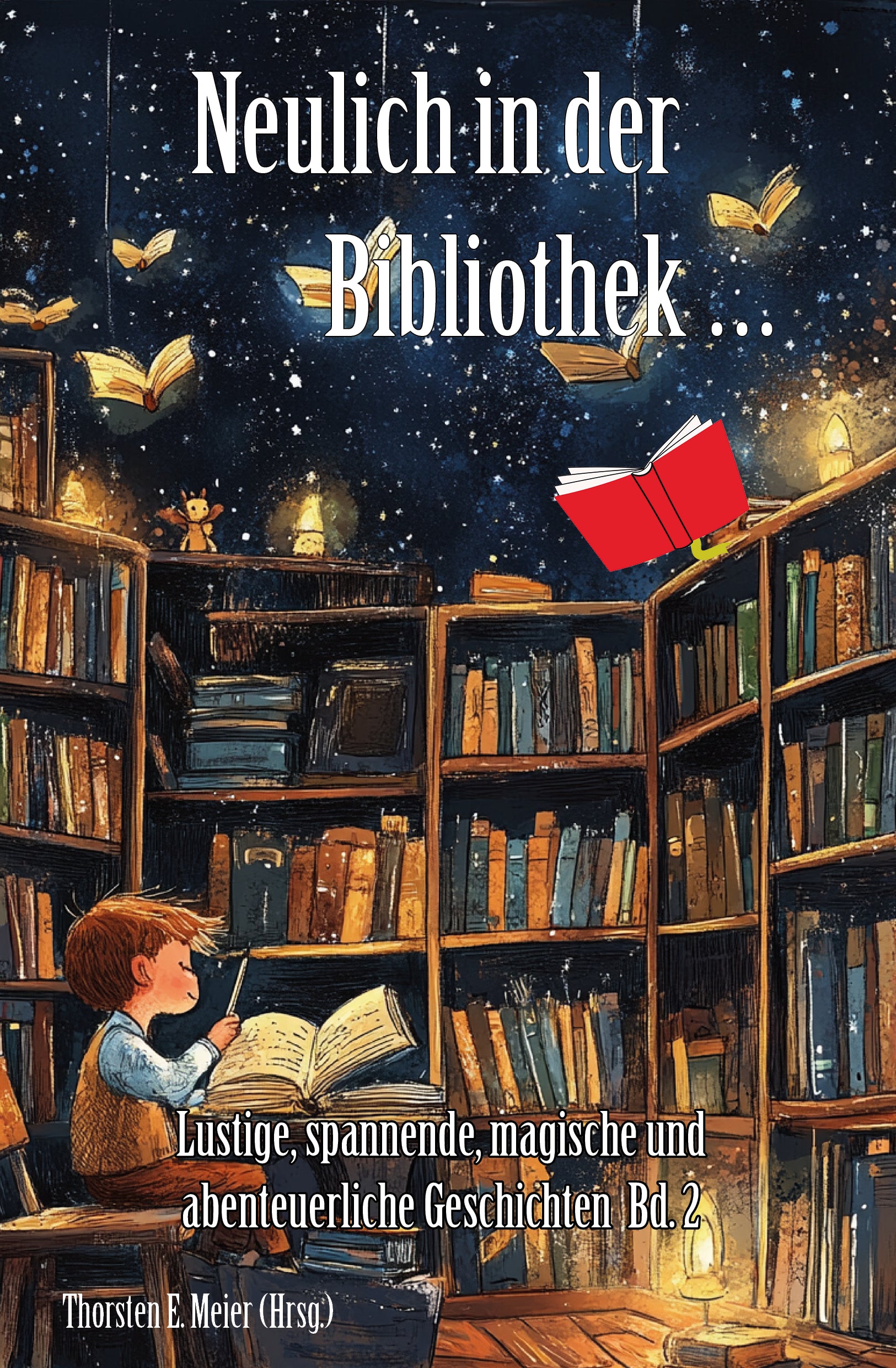 Junge in Bibliothek