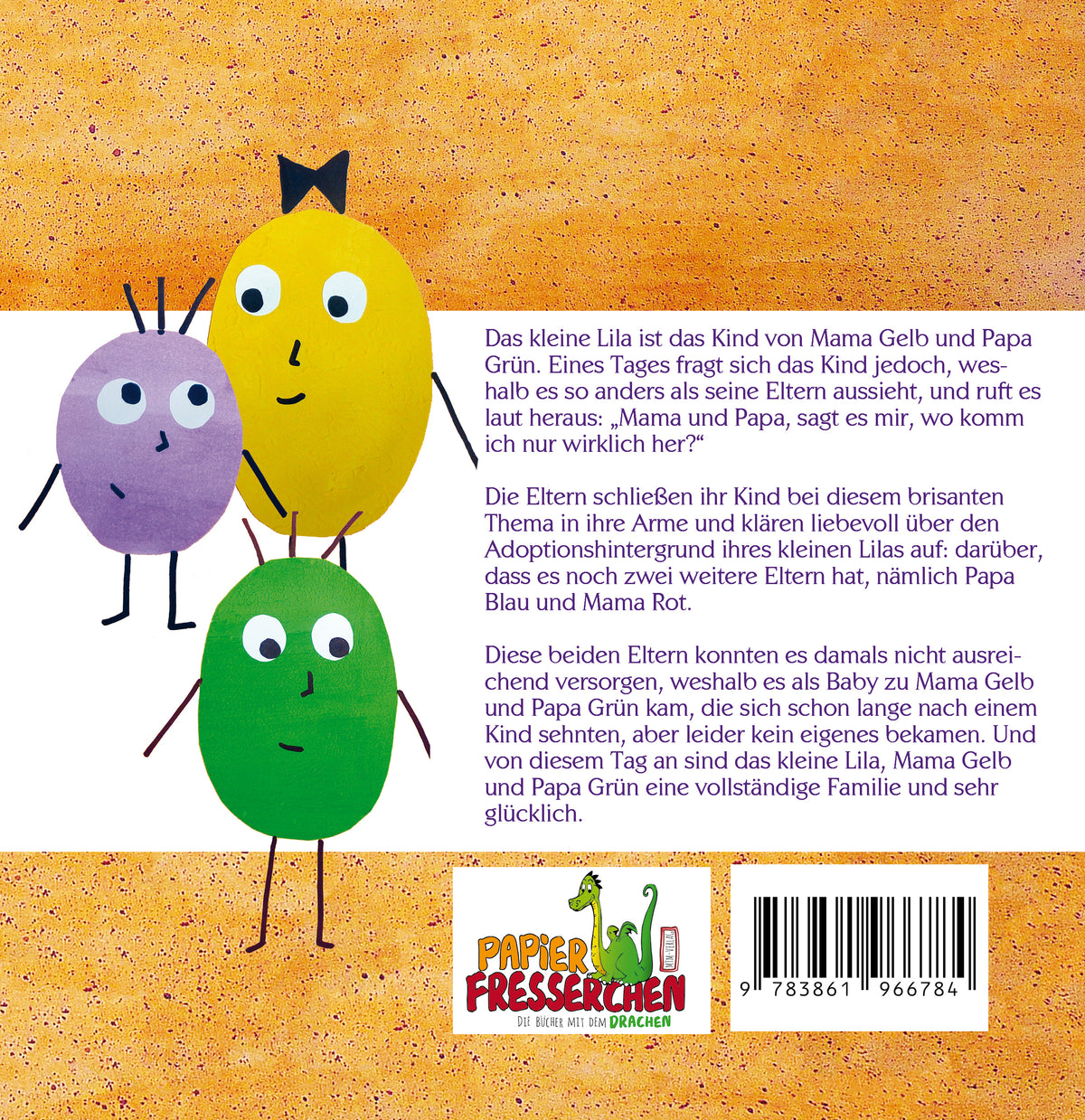 Mama & Papa, sagt es mir, wo komm ich nur wirklich her – Buchrückseite - Papierfresserchens MTM-Verlag