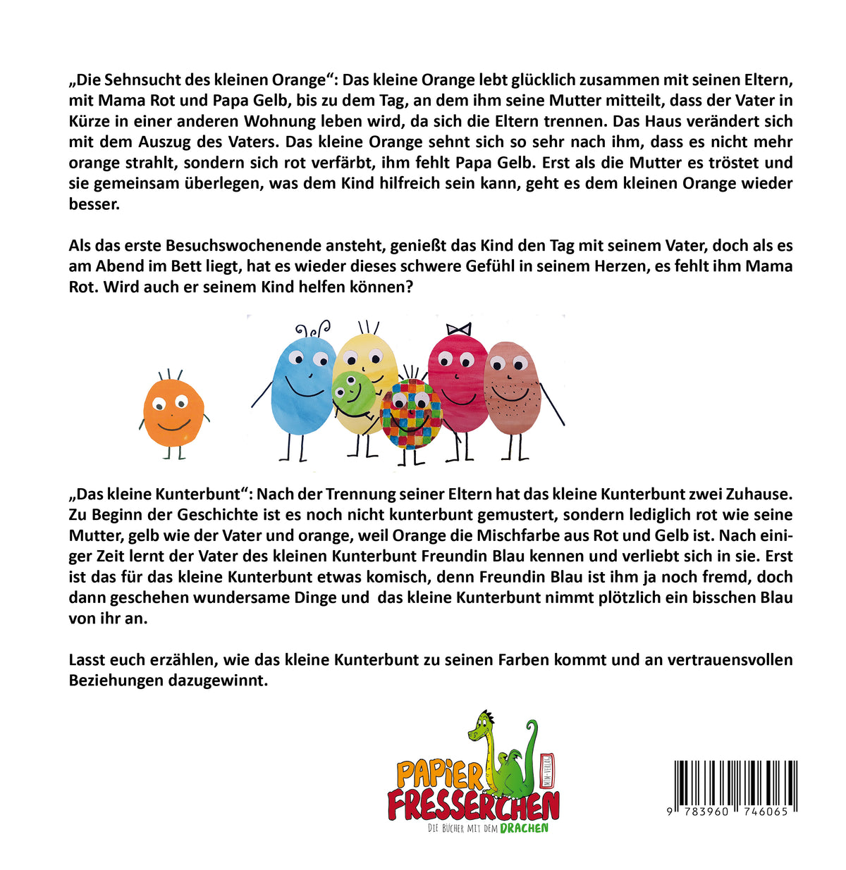 Die Sehnsucht des kleinen Orange und Das kleine Kunterbunt – Buchrückseite - Papierfresserchens MTM-Verlag