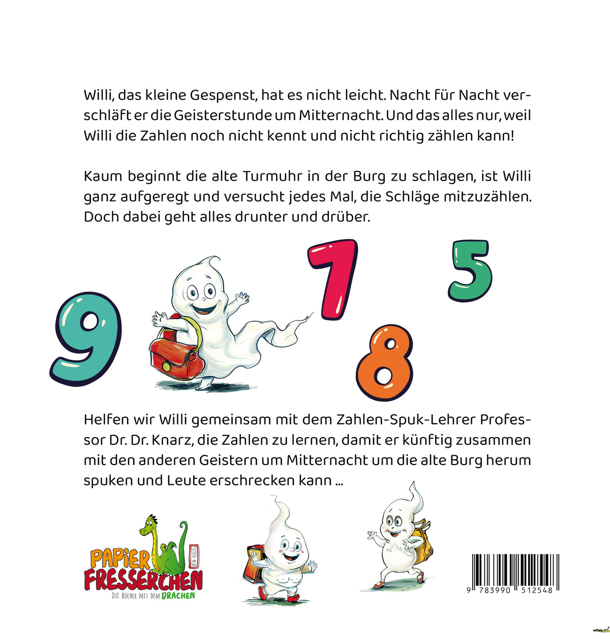 Mathe-Spuk um Mitternacht – Buchrückseite - Papierfresserchens MTM-Verlag