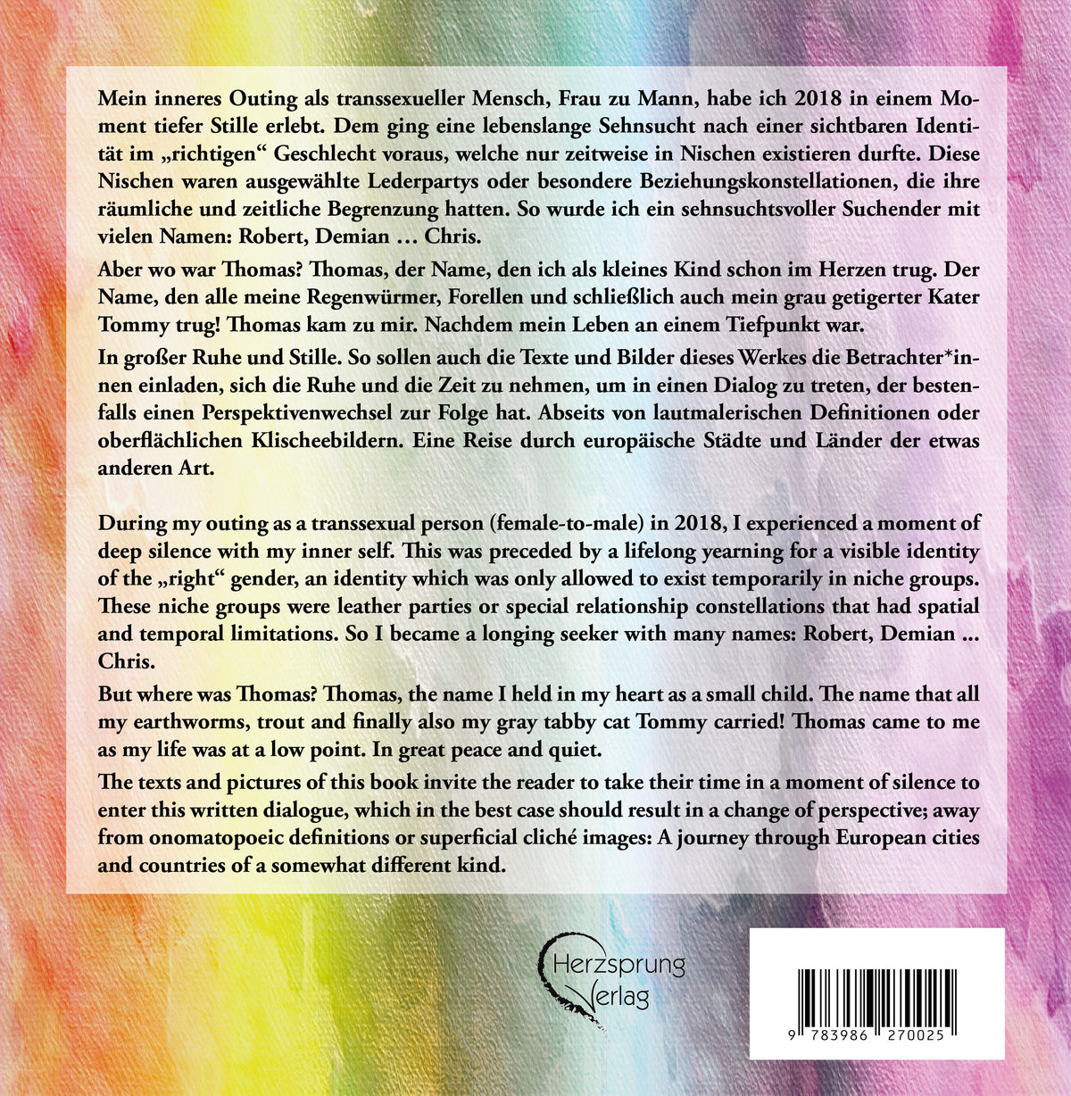 Celebrate Visibility Transsexualität – Buchrückseite - Papierfresserchens MTM-Verlag