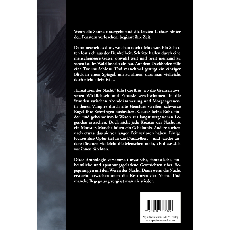 Kreaturen der Nacht – Wenn die Nacht erwacht … Band 2 – Buchrückseite - Papierfresserchens MTM-Verlag