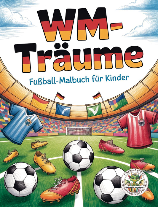 Cover WM-Träume - Fußball-Malbuch für Kinder PDF - Papierfresserchens MTM-Verlag