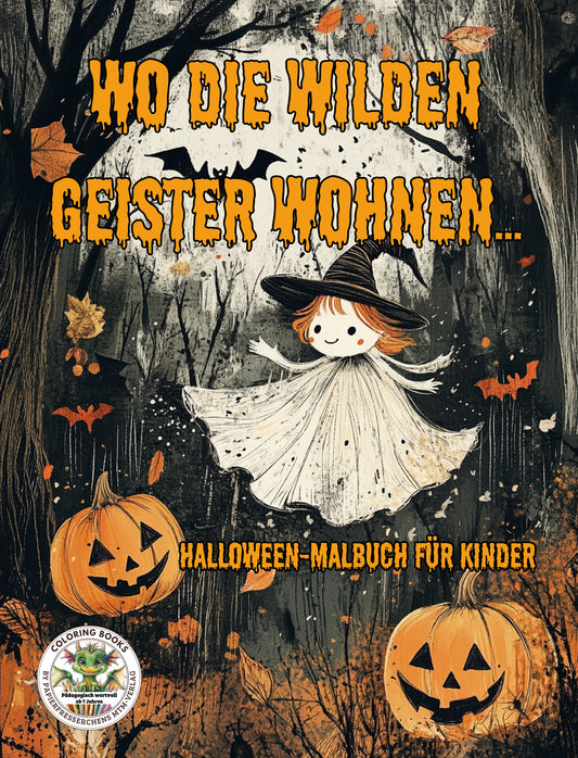Cover mit Geistern Wo die wilden Geister wohnen - Halloween-Malbuch für Kinder - Papierfresserchens MTM-Verlag