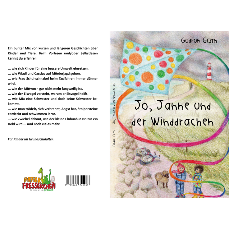 Jo, Janne und der Winddrachen – Buchumschlag - Papierfresserchens MTM-Verlag